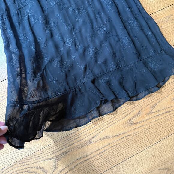 VTG Alexander Brown Los Angeles Maxi Dress SZ 1 Embroidered Sheer Witchy Fairy - Picture 6 of 10